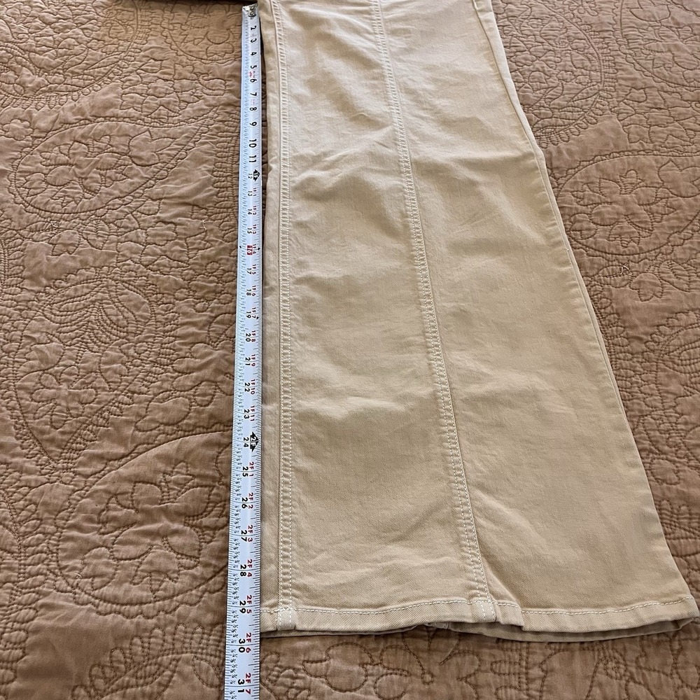 Maeve Anthropologie Delaney 28 Wide Leg Pants High Rise Seamed Trouser Tan Boho - Picture 3 of 10